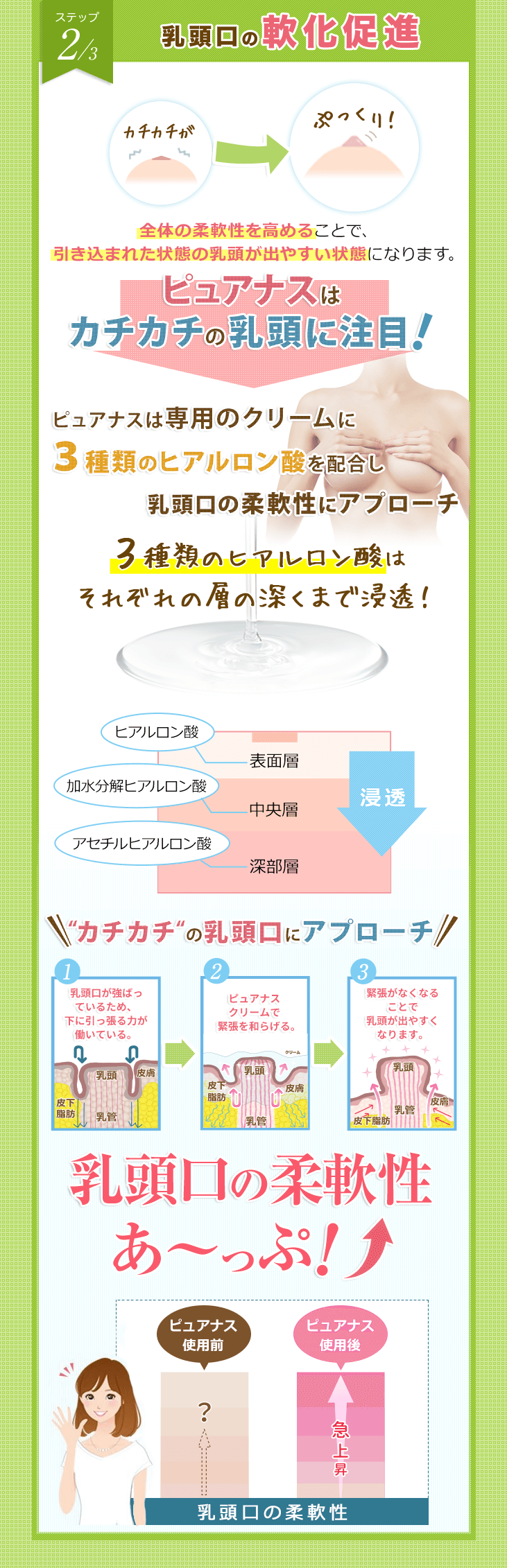 ステップ2/3 乳頭口の軟化促進